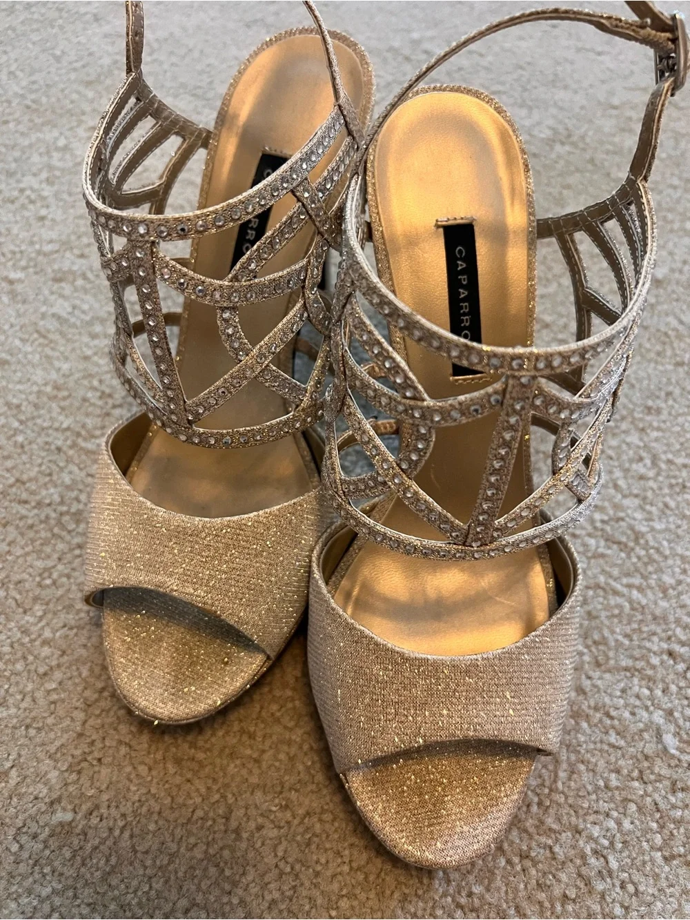 Caparros Nude Glimmer Poet Heels Sz. 8.5